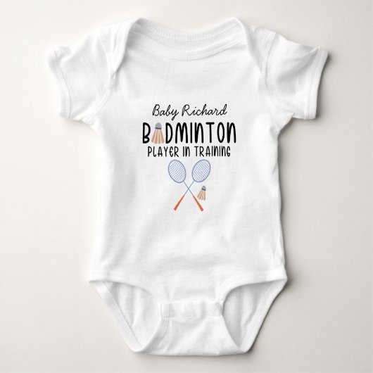 Aangepaste Badminton Baby Naam - Badminton Speler Romper (Voorkant)