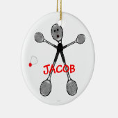 Aangepaste Badminton Player Cartoon Keramisch Ornament (Rechts)