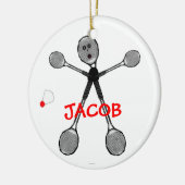 Aangepaste Badminton Player Cartoon Keramisch Ornament (Links)