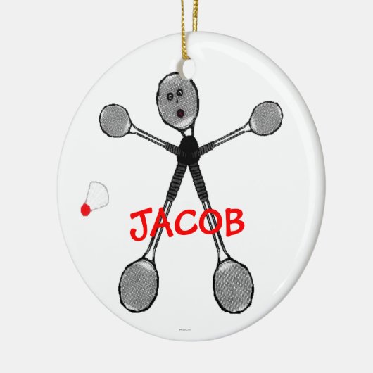Aangepaste Badminton Player Cartoon Keramisch Ornament (Links)