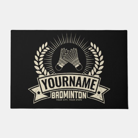 Aangepaste Badminton Player Name Racquet Sports Deurmat (Voorkant)