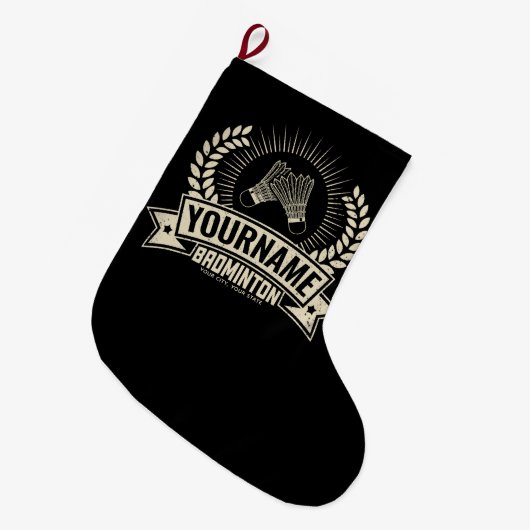 Aangepaste Badminton Player Name Racquet Sports Grote Kerstsok (Voorkant (Hangend))