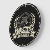 Aangepaste Badminton Player Name Racquet Sports Grote Klok (Hoek)