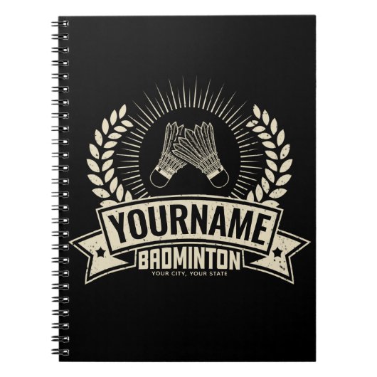 Aangepaste Badminton Player Name Racquet Sports Notitieboek (Voorkant)