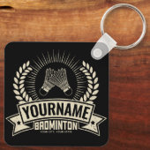 Aangepaste Badminton Player Name Racquet Sports Sleutelhanger (Achterkant)
