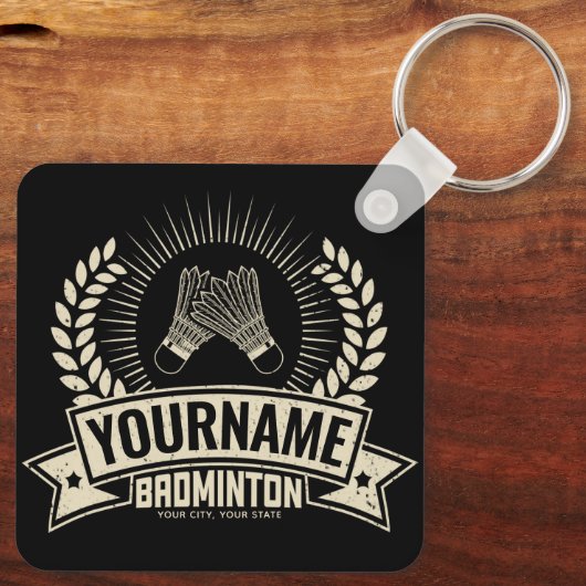 Aangepaste Badminton Player Name Racquet Sports Sleutelhanger (Achterkant)