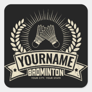 Aangepaste Badminton Player Name Racquet Sports Vierkante Sticker