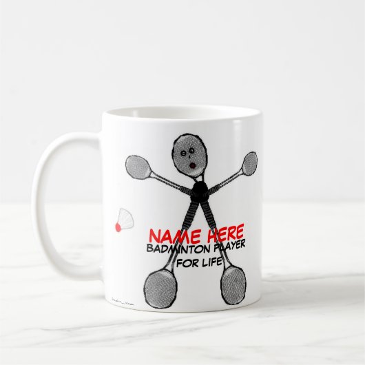 Aangepaste badmintonspeler voor het leven koffiemok (Links)