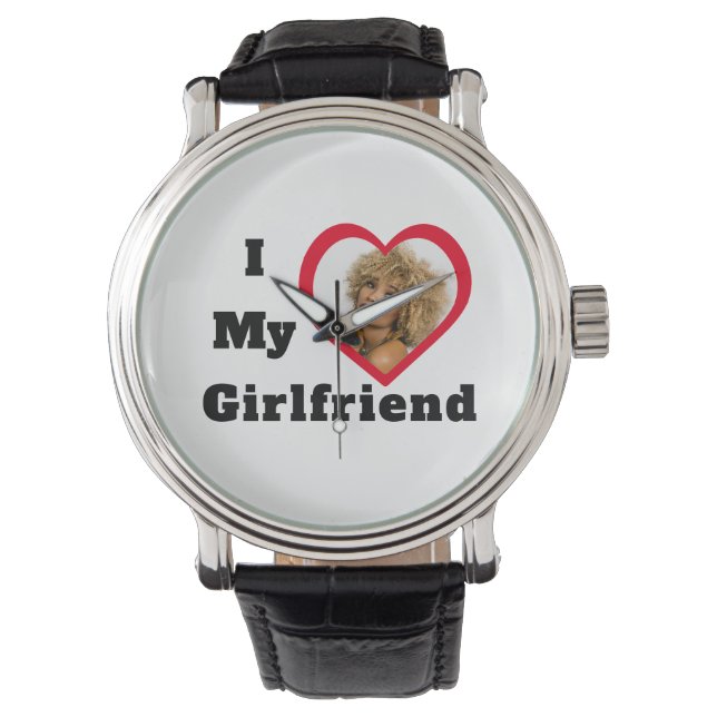 Aangepaste Bae-foto Ik hou van mijn Vriendin Horloge (Voorkant)