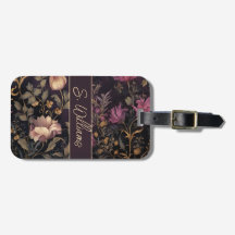 Aangepaste Bagage label met Dark Flower Pattern
