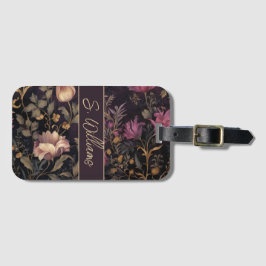 Aangepaste Bagage label met Dark Flower Pattern