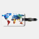 Aangepaste bagagelabel - Aquarel wereldkaart (Achterkant horizontaal)