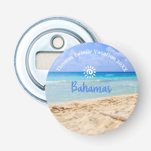 Aangepaste Bahama's vakantie strand Button Flesopener (Voorkant)
