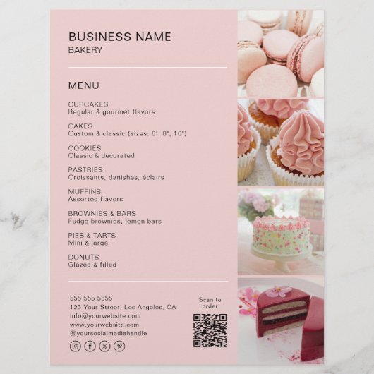 Aangepaste Bakery Photo QR Social Media Icons Menu (Voorkant)