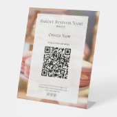 Aangepaste Bakery Scan Menu QR Reclamebord Met Voetstuk (Voorkant)