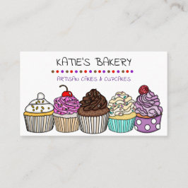 Aangepaste bakkerij | Cute Whimsical Cupcakes Visitekaartje