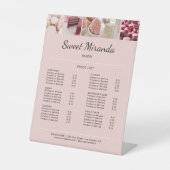 Aangepaste Bakkerij Foto Roze Zakelijke Prijslijst Reclamebord Met Voetstuk (Voorkant)