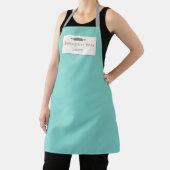 Aangepaste bakkerij naam Aqua Blue + Grijs Chef vo Schort (Insitu)