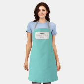 Aangepaste bakkerij naam Aqua Blue + Grijs Chef vo Schort (Gedragen)