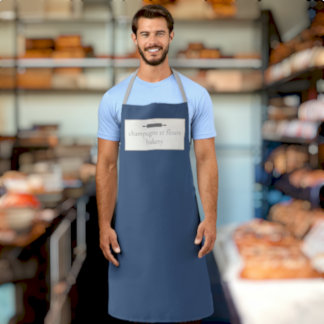 Aangepaste Bakkerij Naam Blauw Mannelijke Versie C Schort