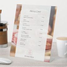 Aangepaste bakkerij prijzenlijst menu