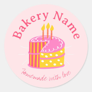 Aangepaste bakkerij Stickers Roze taart met kaar