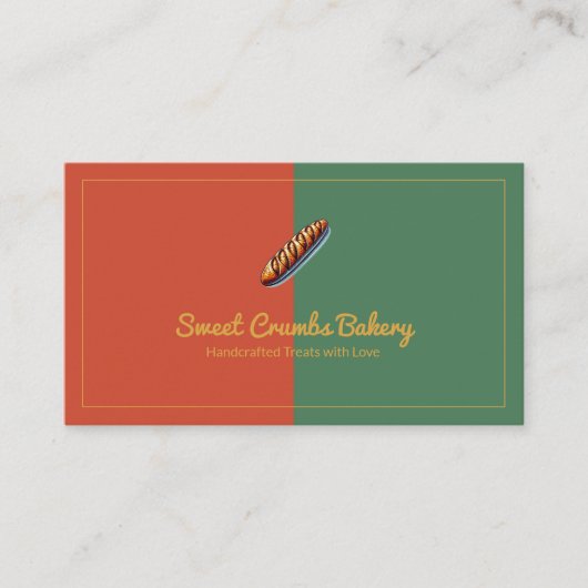 Aangepaste Bakkerij Terracotta, Groen, Mosterdgeel Visitekaartje (Voorkant)