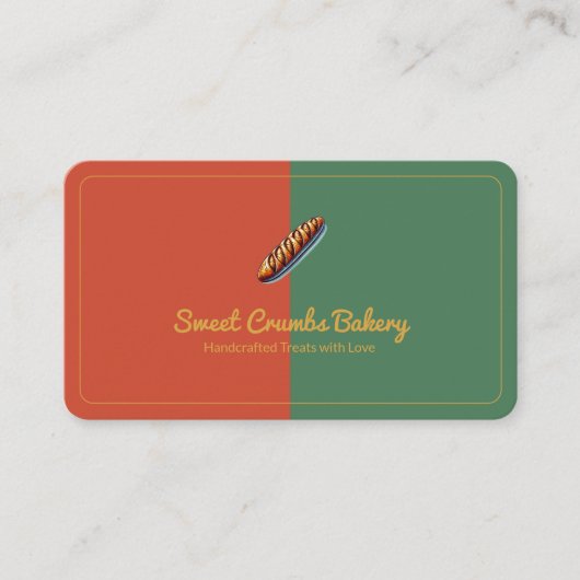 Aangepaste Bakkerij Terracotta, Groen, Mosterdgeel Visitekaartje (Voorkant)