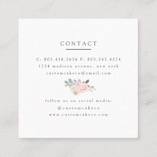 Aangepaste bakkerij voor Lijst met Floral Gold Gli Vierkante Visitekaartje (Achterkant)