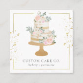 Aangepaste bakkerij voor Lijst met Floral Gold Gli Vierkante Visitekaartje (Voorkant)