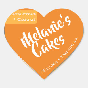 Aangepaste bakkerij voor Oranje gele wortel Verpak Hart Sticker