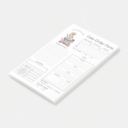 Aangepaste bakkerijbestellingsformulieren na de in post-it® notes (Schuin)