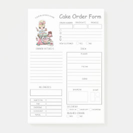 Aangepaste bakkerijbestellingsformulieren na de in post-it® notes