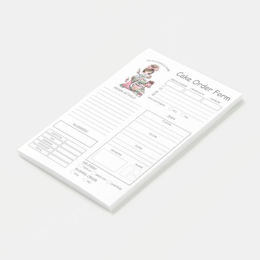 Aangepaste bakkerijbestellingsformulieren na de in post-it® notes (Schuin)