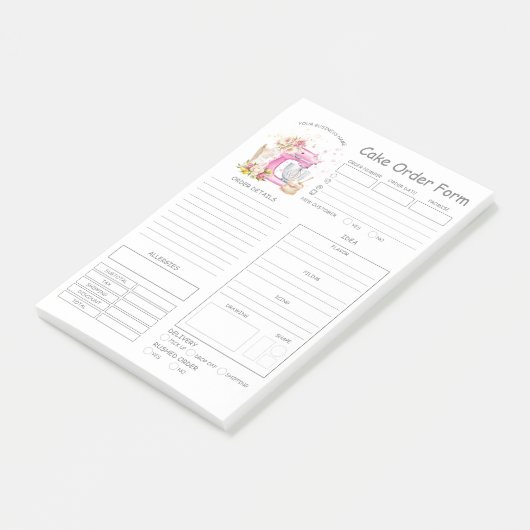 Aangepaste bakkerijbestellingsformulieren na de in post-it® notes (Schuin)