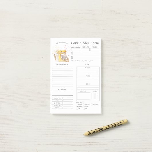 Aangepaste bakkerijbestellingsformulieren na de in post-it® notes (Op bureau)