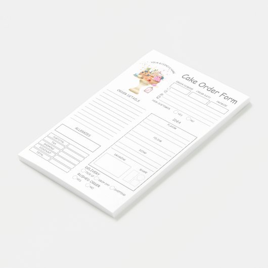 Aangepaste bakkerijbestellingsformulieren na de in post-it® notes (Schuin)