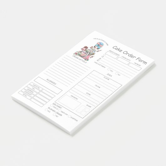 Aangepaste bakkerijbestellingsformulieren na de in post-it® notes (Schuin)