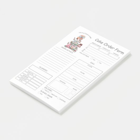 Aangepaste bakkerijbestellingsformulieren na de in post-it® notes (Schuin)