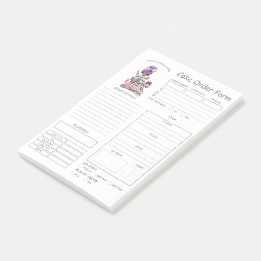 Aangepaste bakkerijbestellingsformulieren na de in post-it® notes (Schuin)
