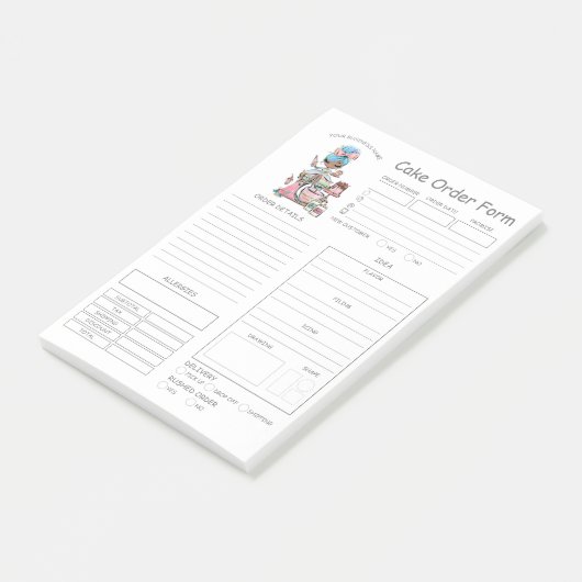 Aangepaste bakkerijbestellingsformulieren na de in post-it® notes (Schuin)