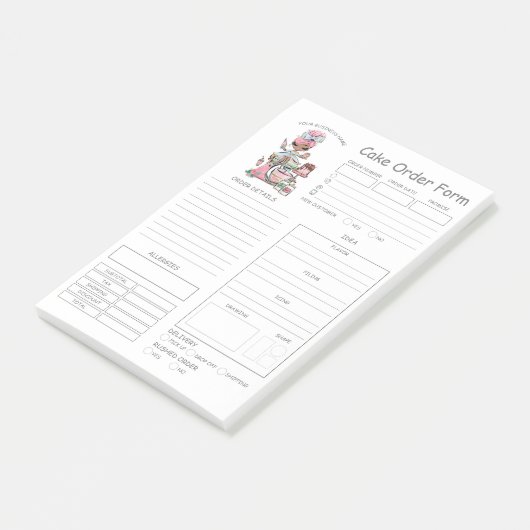 Aangepaste bakkerijbestellingsformulieren na de in post-it® notes (Schuin)