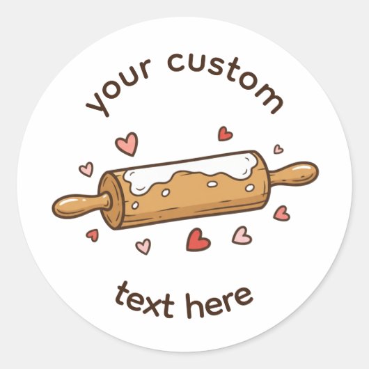 Aangepaste bakkerijlabelsticker | Deegroller Bakke Ronde Sticker (Voorkant)