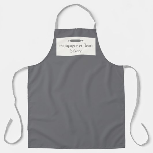 Aangepaste bakkerijnaam Kool Gray Chef of Personee Schort (Voorkant)