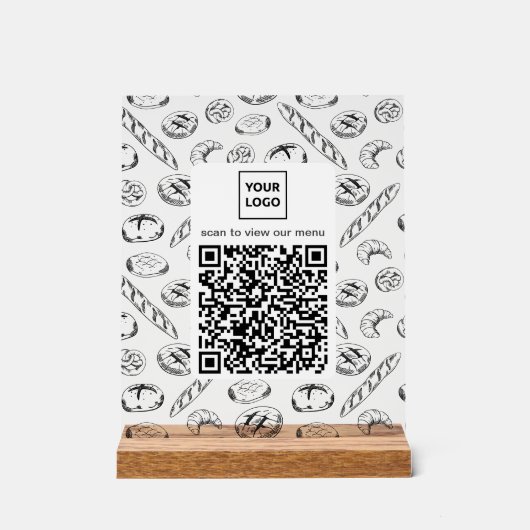 Aangepaste bakkerijpatroon QR-code tafelkaart Acryl Bord (Voorkant)