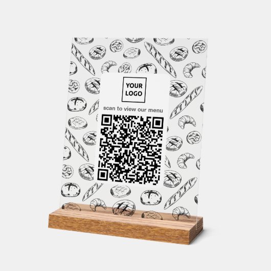 Aangepaste bakkerijpatroon QR-code tafelkaart Acryl Bord (Hoek)