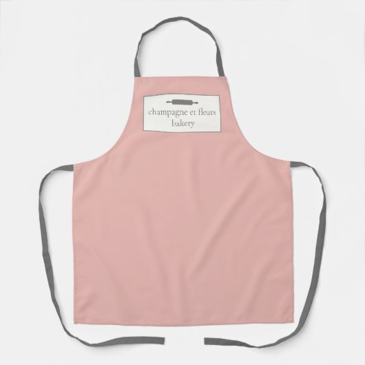Aangepaste bakkernaam Eenvoudig roze + grijze Chef Schort (Voorkant)