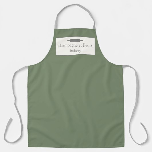 Aangepaste bakkernaam Olive Green Chef of Personee Schort (Voorkant)