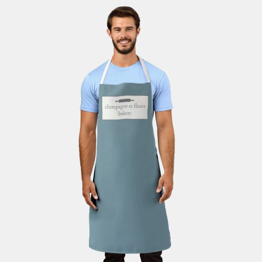 Aangepaste bakkernaam Stone Blue Chef of Staff Apr Schort (Gedragen)