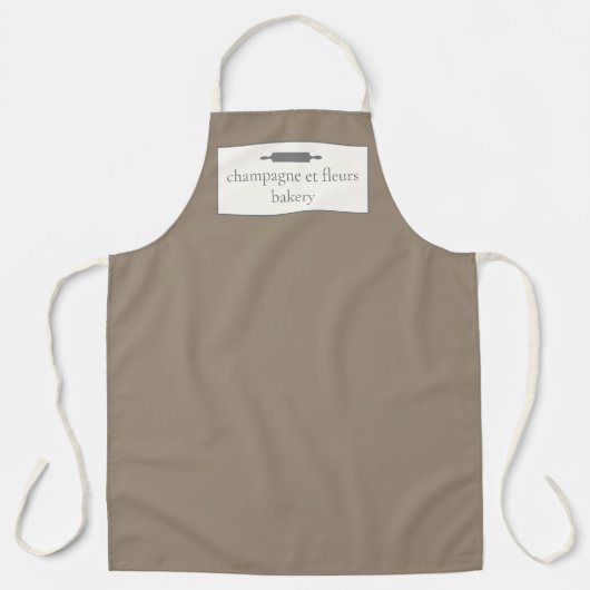 Aangepaste bakkernaam Taupe Chef of Personeel Apro Schort (Voorkant)
